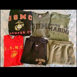 Assorted military themed tees/sweatpants